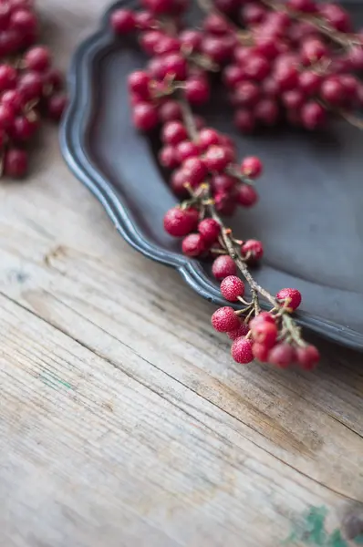 Goji berries on vintage plate — Stock Photo, Image