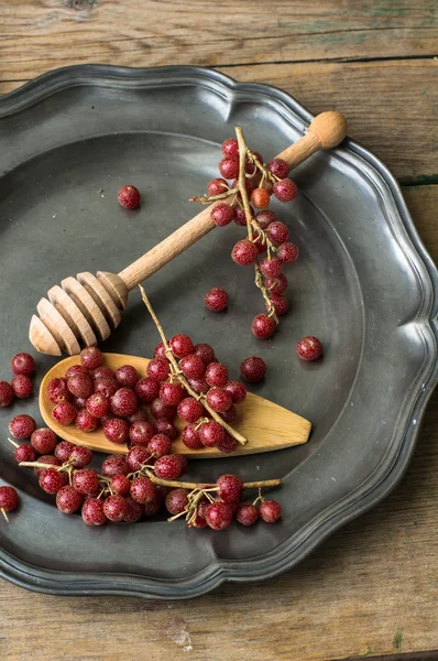 Goji berries on vintage plate — Stock Photo, Image