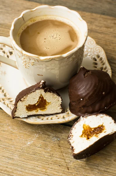 Chocolate covered marshmallows — Stock Photo, Image
