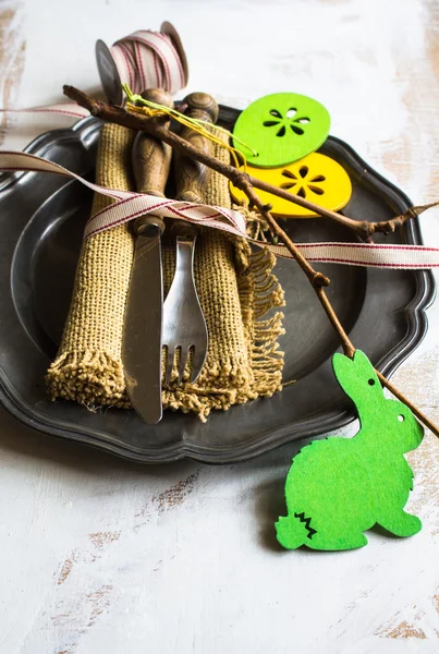 Table setting for Easter — Stock Photo, Image