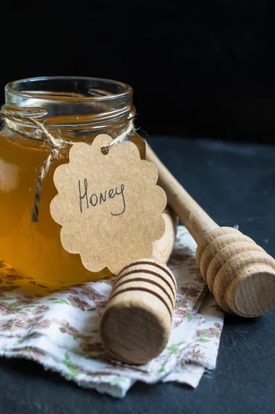 Jar with honey — Stock Photo, Image