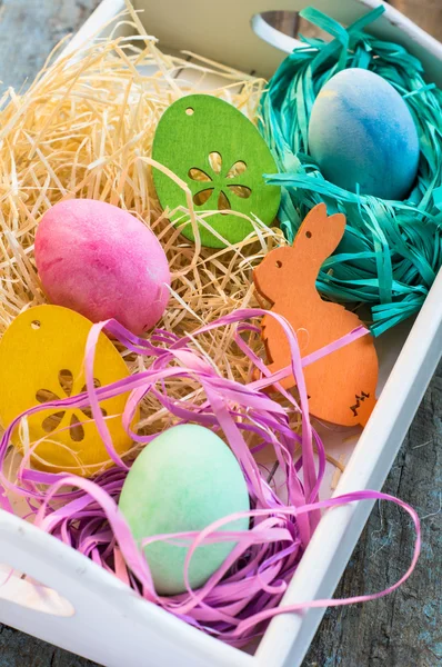 Koncepcja Wielkanoc jaja i króliczek — Zdjęcie stockowe