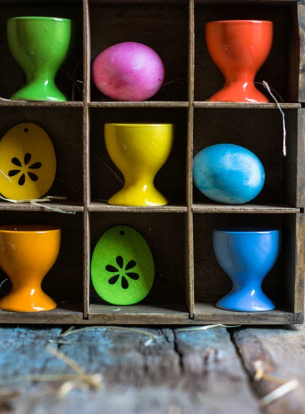 Easter concept with eggs and bunny — Stock Photo, Image