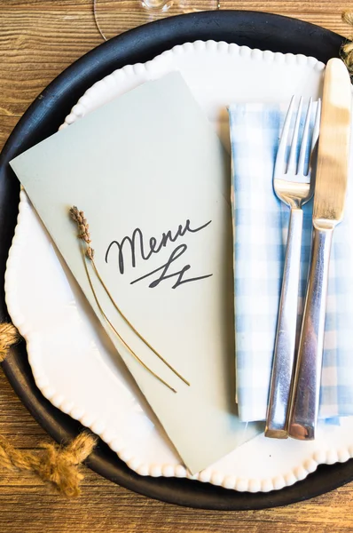 Table setting with Menu — Stock Photo, Image