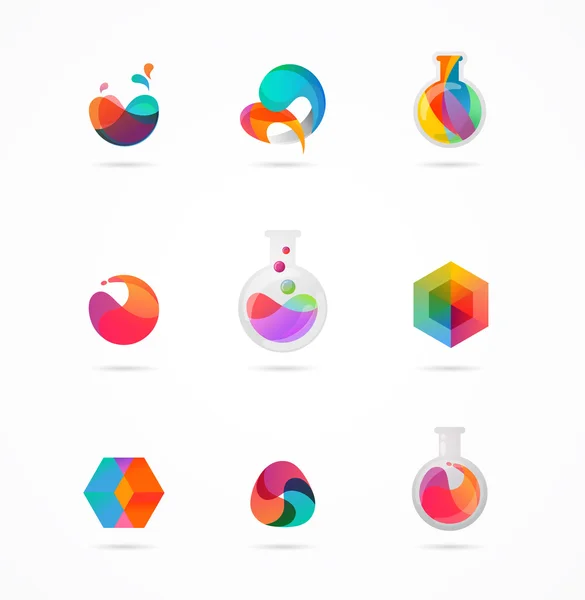 Iconos abstractos de tecnología, laboratorio, creatividad, innovación y ciencia — Vector de stock