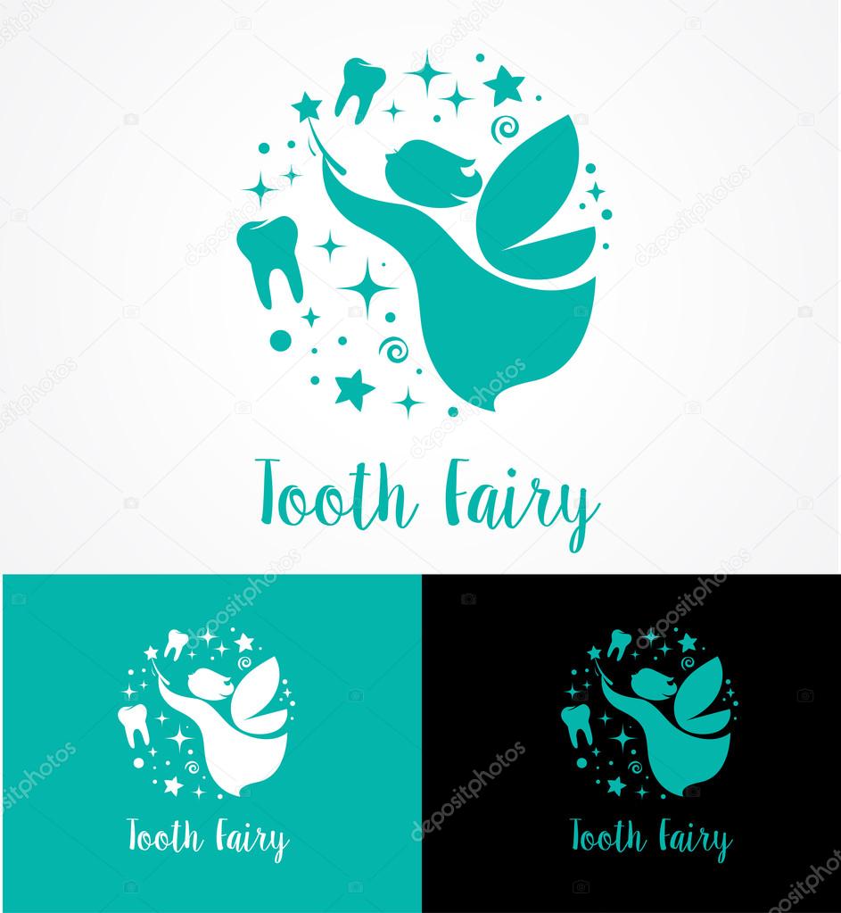 Tooth Fairy with magic wand - make a wish icon, element and symbol