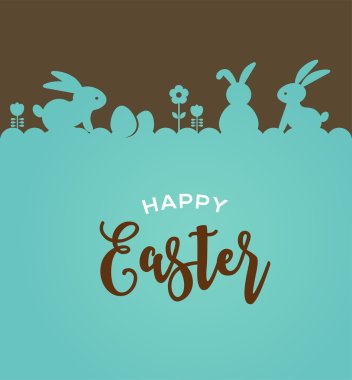 Easter design with cute banny and text, hand drawn illustration clipart