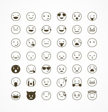 Küme beyaz arka plan üzerinde düz illüstrasyon izole emoji emoticons,