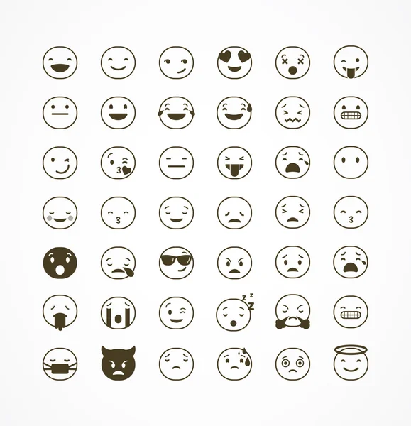 이모티콘, 흰색 배경, 평면 그림에 고립 된 emoji 집합 — 스톡 벡터