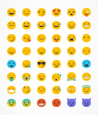 Küme beyaz arka plan üzerinde düz illüstrasyon izole emoji emoticons,