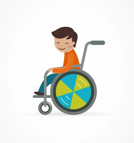 Ανάπηρο παιδί, αγόρι σε μια αναπηρική καρέκλα — Διανυσματικό Αρχείο