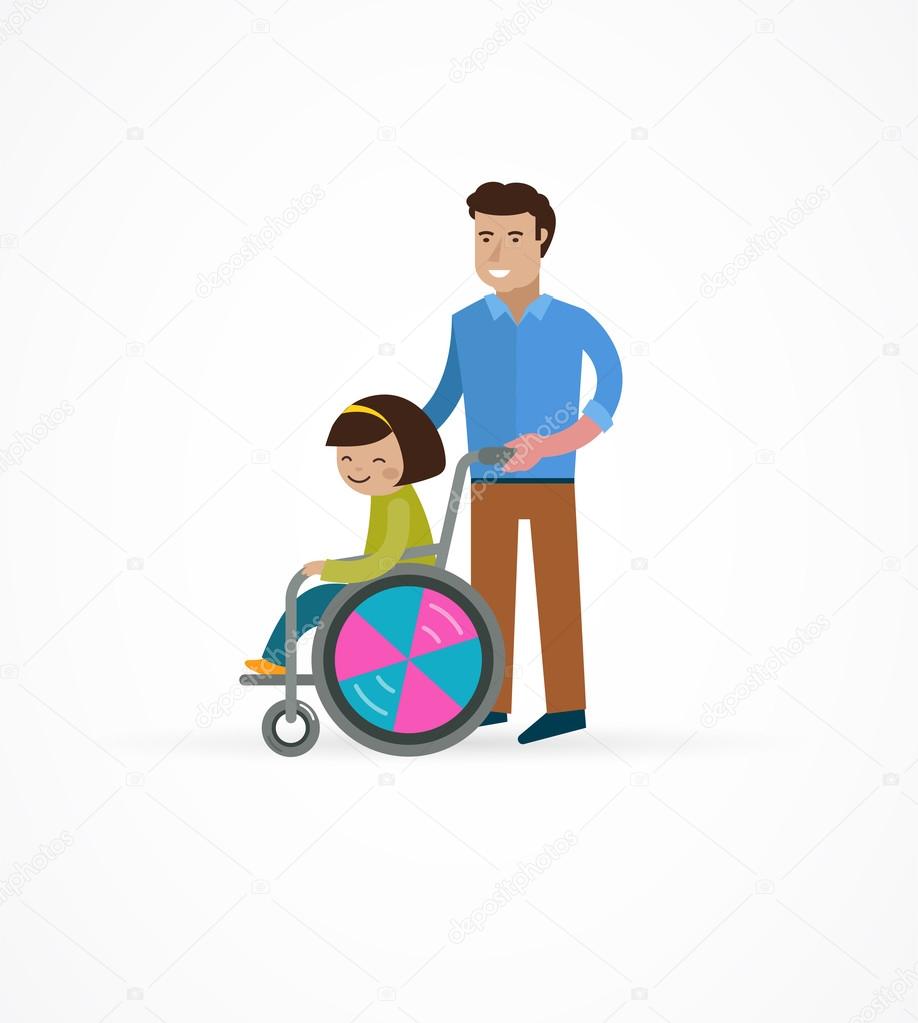 disabled child in a wheelchair with parent