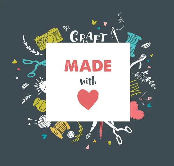 Handmade, crafts workshop, art fair and festival poster — Stock Illustration Handmade, crafts workshop, art fair and festival poster Stock Illustration