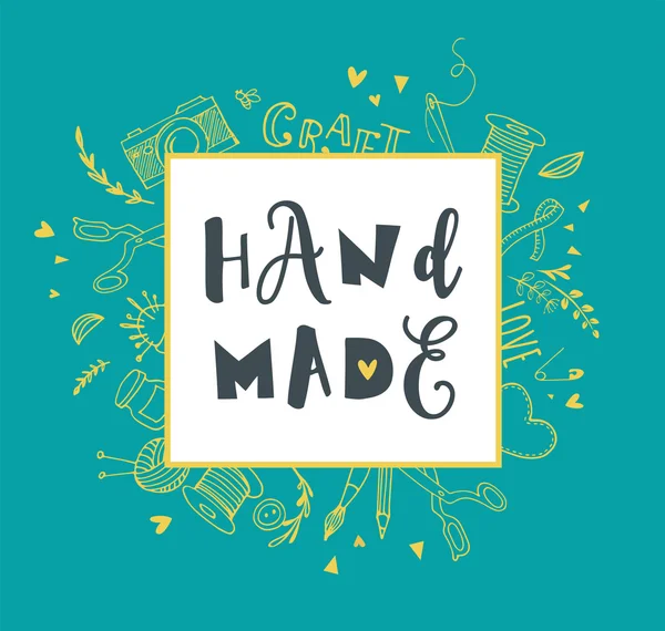 Handmade, crafts workshop, art fair and festival poster — Stock Illustration Handmade, crafts workshop, art fair and festival poster Stock Vector