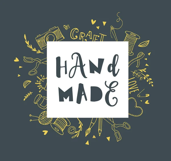 Handmade, crafts workshop, art fair and festival poster — Stock Illustration Handmade, crafts workshop, art fair and festival poster Stock Vector