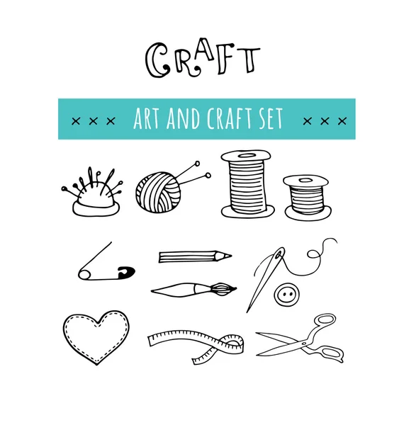 Handmade, crafts workshop icons. Hand drawn illustrations — Stock Illustration Handmade, crafts workshop icons. Hand drawn illustrations Vector Graphics