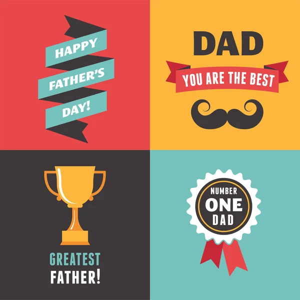 Happy fathers day greeting cards set — Stock Vector