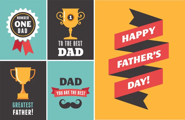 Happy fathers day greeting cards set — Stock Vector