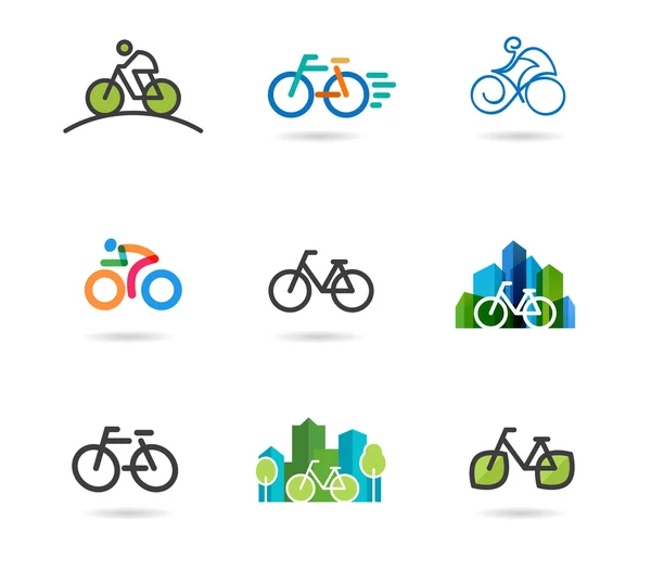Conjunto de iconos y símbolos de bicicleta — Vector de stock