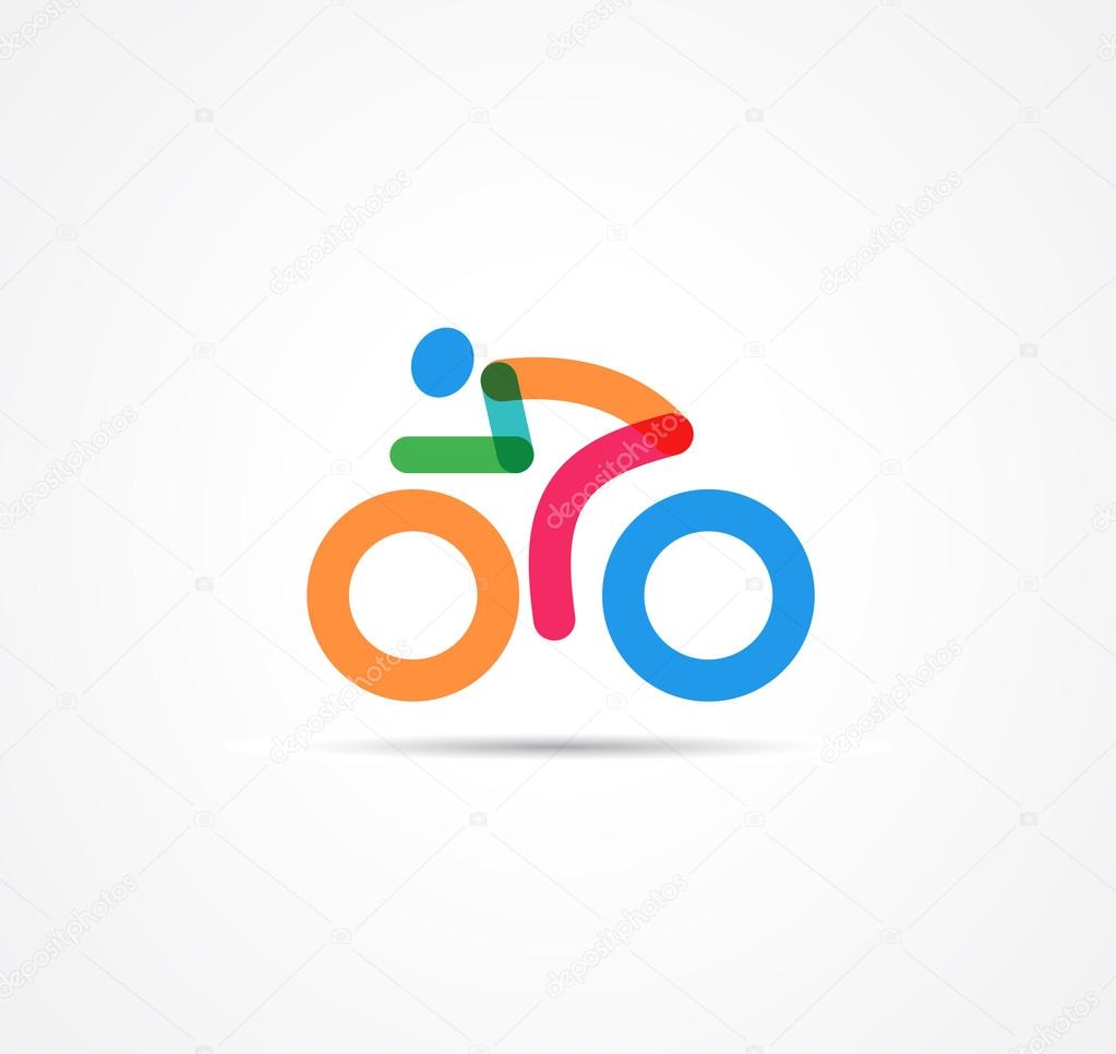 Colorful bicycle icon and symbol
