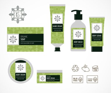 Paketleme, doğal kozmetik tasarım simgeler