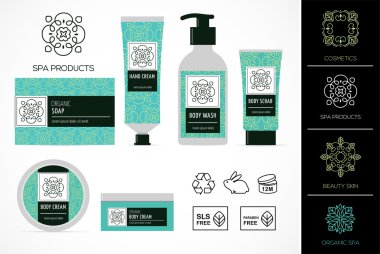 Paketleme, doğal kozmetik tasarım simgeler