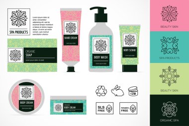 Paketleme, doğal kozmetik tasarım simgeler