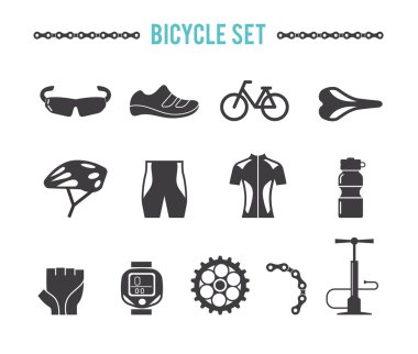 Bisiklet donanımları ve aksesuarları, vektör set