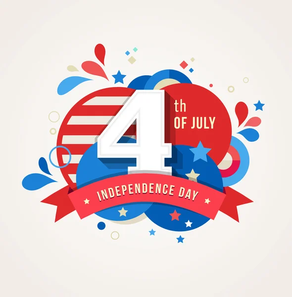해피 독립 기념일 카드 미국, 4 회 7 월 — 스톡 벡터
