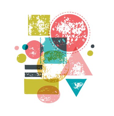 elle çizilmiş, el işi, el yapımı pul seti ve mürekkep soyut şekiller