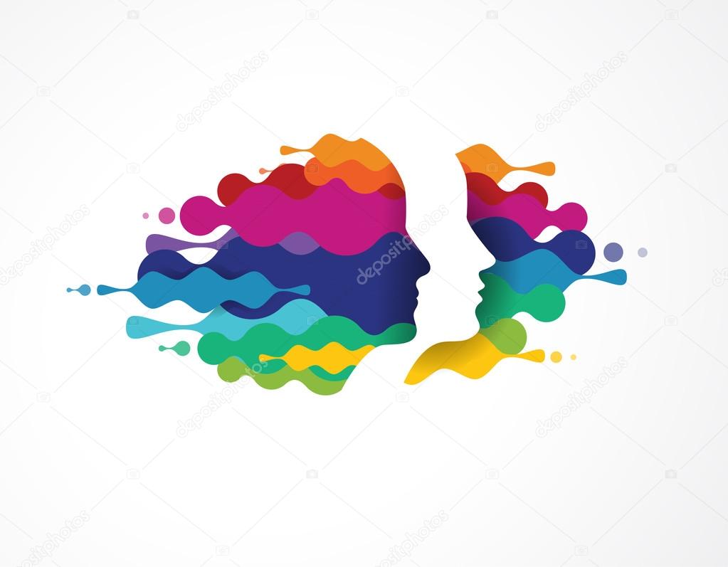 Brain, smart, Creative mind, learning and design icons. Man head, people colorful symbols