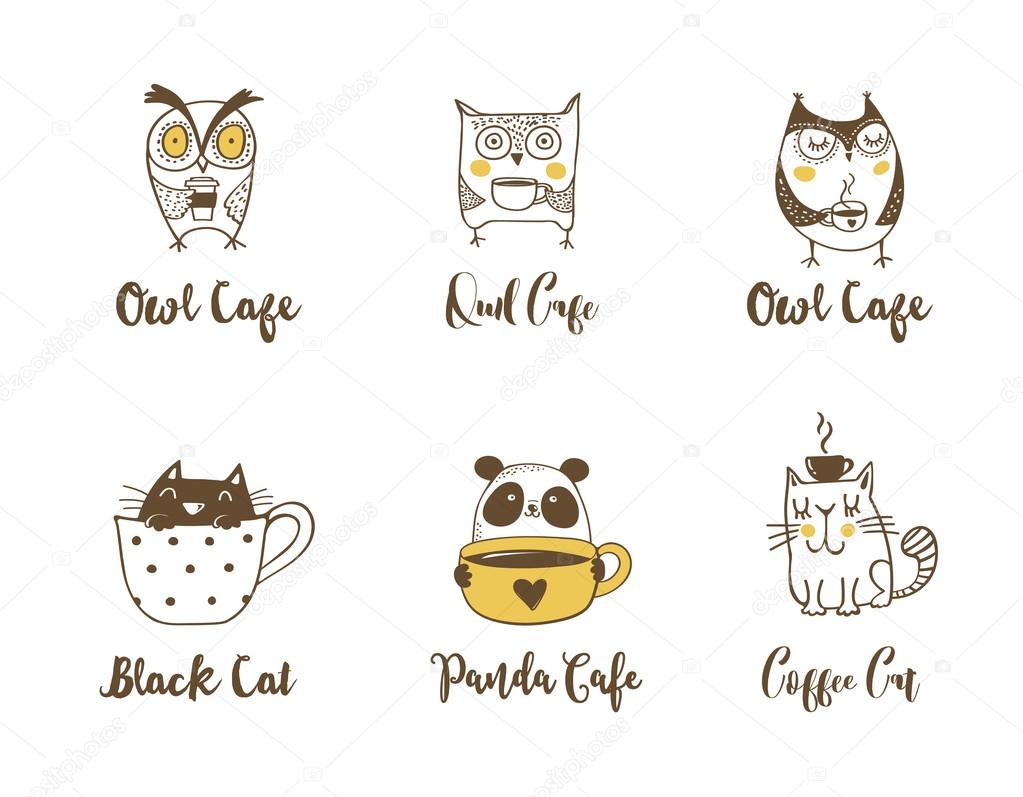 Cute Cats Collection, Vector Icons, Hand Drawn Illustrations