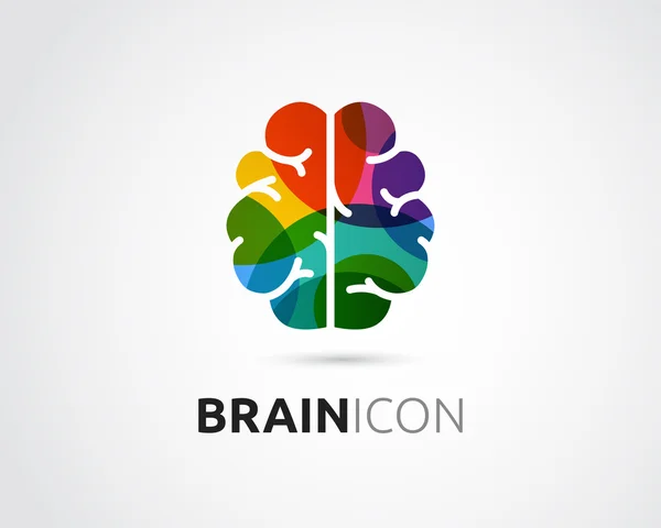Cerebro, mente creativa, cabeza de hombre, icono de aprendizaje y diseño — Archivo Imágenes Vectoriales
