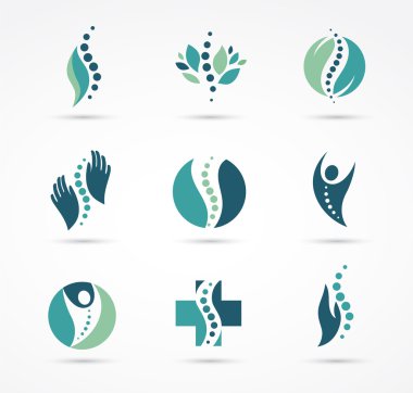 Chiropractic, Masaj, sırt ağrısı ve osteopati simgeler