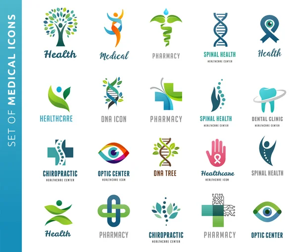 Lékařské, zdravotnictví a farmacie ikony — Stockový vektor