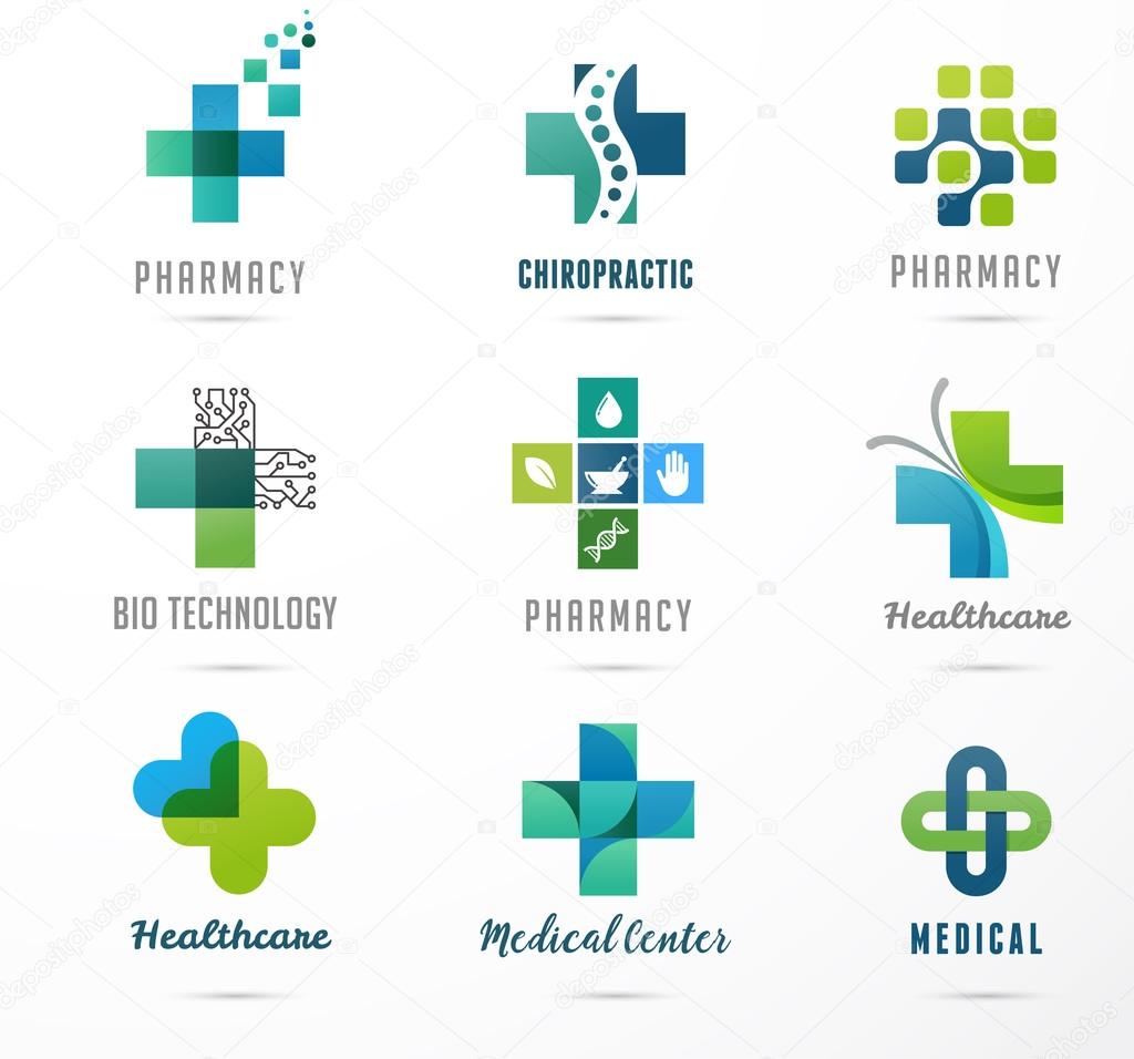 Medical, healthcare and pharmacy icons and symbols