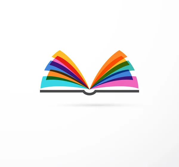 Libro abierto - icono de concepto colorido de la educación, creatividad, aprendizaje — Vector de stock
