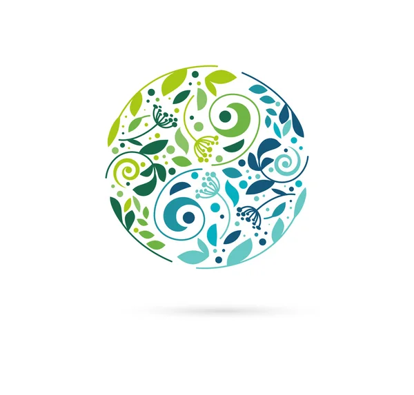 Alternative, médecine chinoise et bien-être, à base de plantes, concept de méditation zen - vecteur yin yang icône, logo — Image vectorielle