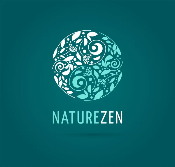 Alternative, Chinesische Medizin und Wellness, Kräuter-, Zen-Meditationskonzept - Vektor Yin Yang Symbol, Logo — Stockvektor