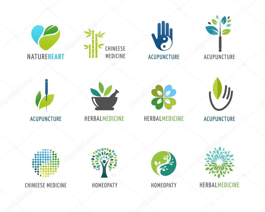 Alternative, Chinese medicine and wellness, yoga, zen meditation concept - vector icons, logos