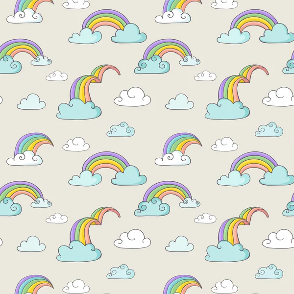 Rainbow - cute seamless pattern — Stock Vector