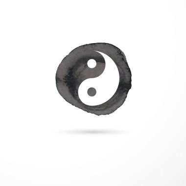 Alternatif Tıp ve dövüş sanatları, yin yang kavramı - suluboya simge vektör