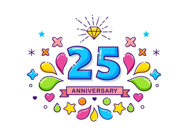 Anniversary outline modern colorful background with stroke icons — Stock Vector
