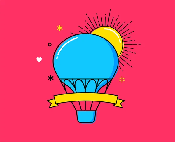 Delinear banner colorido moderno com balão de ar quente — Vetor de Stock