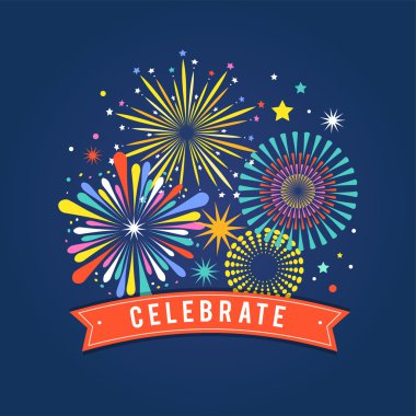 Havai fişek ve kutlama arka plan, kazanan, zafer poster, afiş