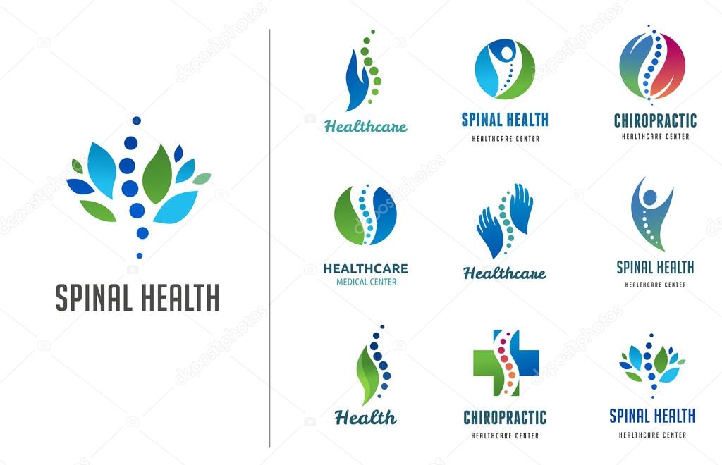 Chiropractic, massage, back pain and osteopathy icons