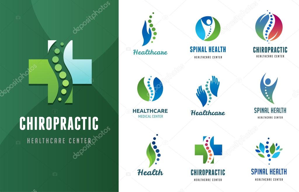 Chiropractic, massage, back pain and osteopathy icons