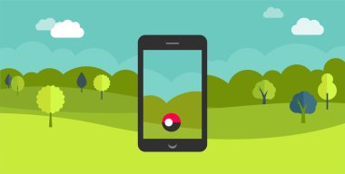 cep telefonu oyunu app, el smartphone, şehir manzarası ve doğa