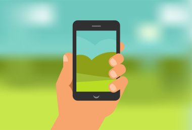 cep telefonu oyunu app, el smartphone, şehir manzarası ve doğa