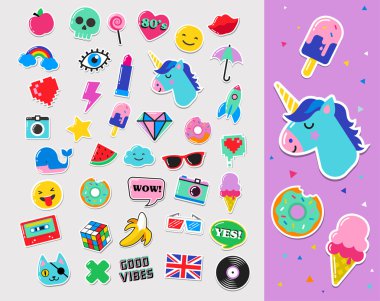 Pop art moda şık yamalar, iğne, rozetleri ve çıkartmalar
